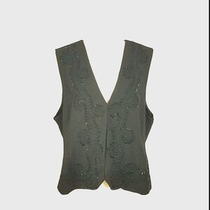 Alfred Dunner Beaded Black Vest Size 18 New
